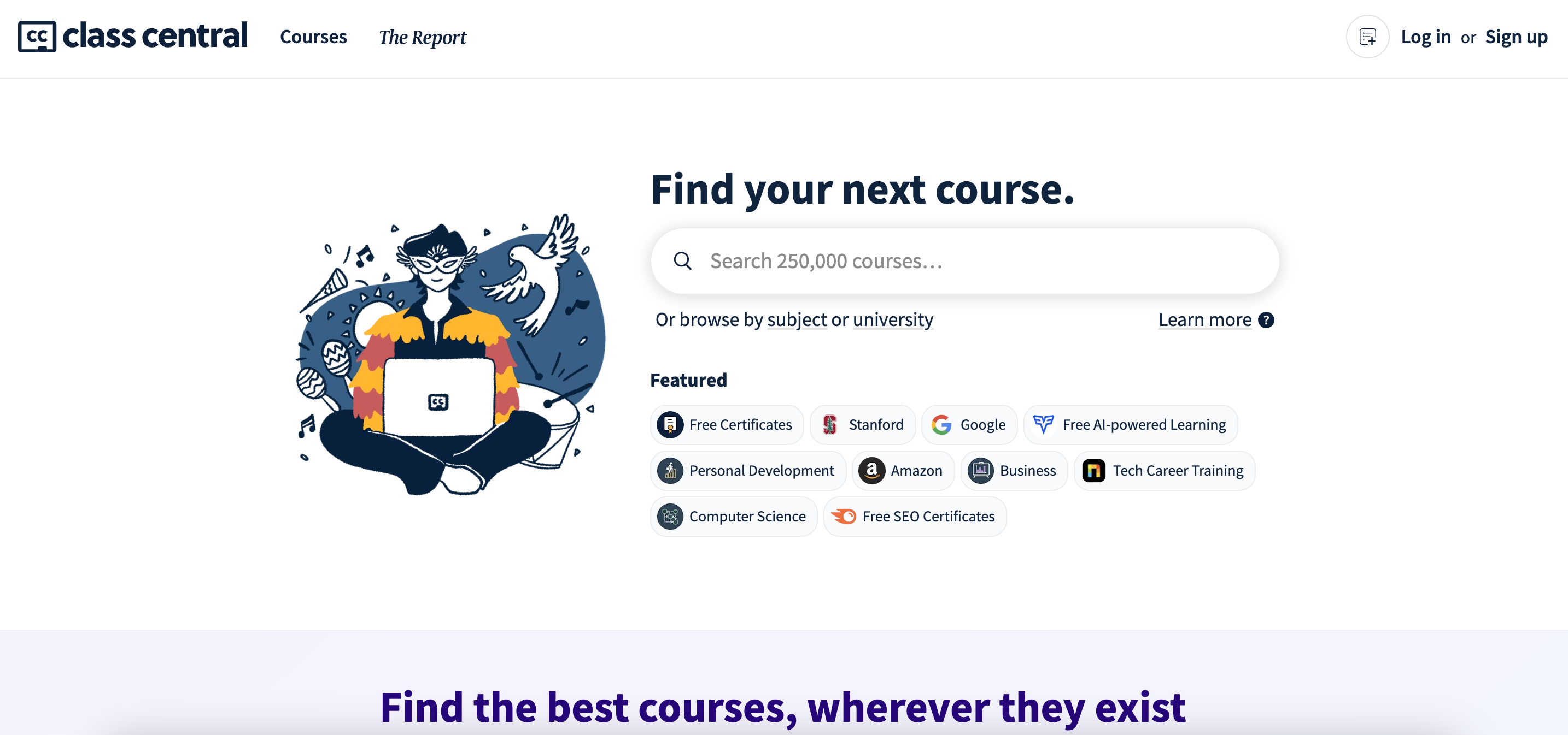 Class central's online directory for course